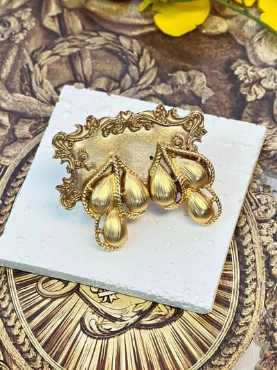 金色雨滴造型項鍊/耳夾/手鍊2