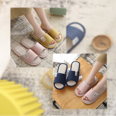 日系純色棉麻拖鞋6