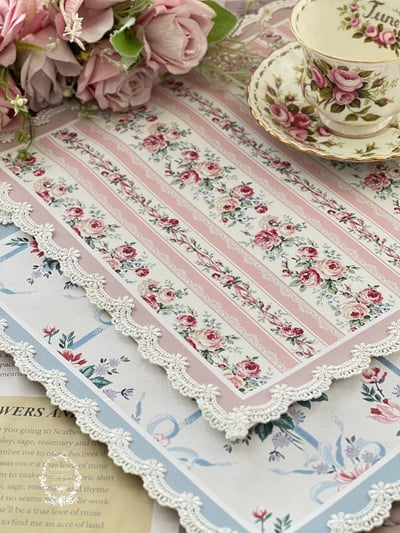 彩繪玫瑰蕾絲餐墊1