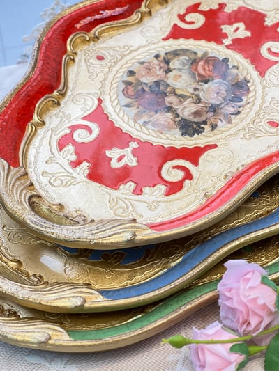 義大利佛羅倫斯手工玫瑰橢圓托盤6