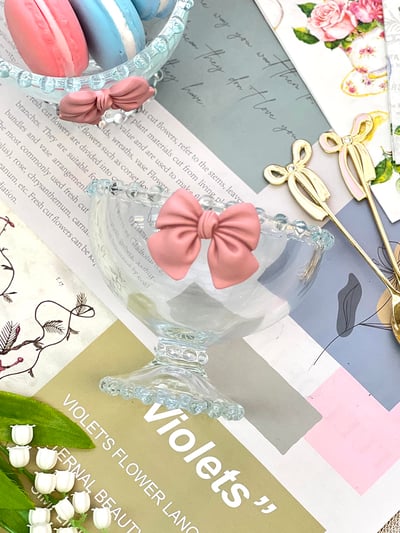 珍珠蝴蝶結高透甜品杯/燕麥杯3