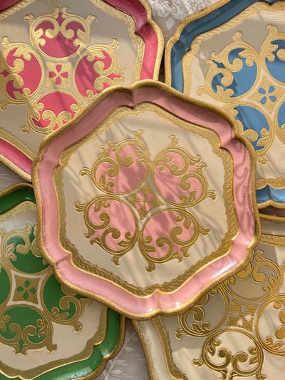 義大利佛羅倫斯手工六邊圖騰茶盤1