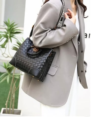 時尚托特編織手提包(附寬版肩背帶)3