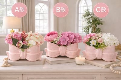 粉色蝴蝶結盆花1