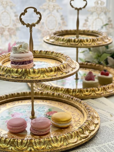 義大利佛羅倫斯手繪花束雙層蛋糕架6