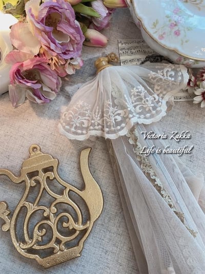 奶茶色蕾絲菜罩2