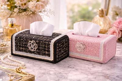 小香風毛呢硬殼面紙盒1