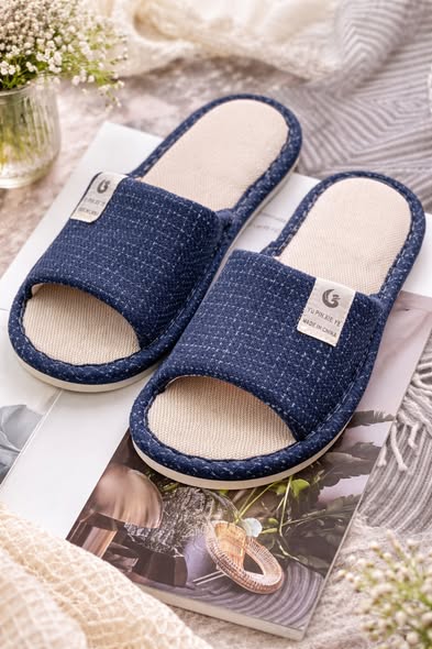 法式亞麻感輕柔居家拖鞋2