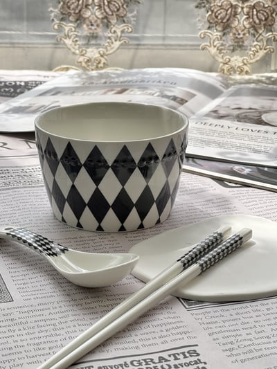 北歐風幾何圖案陶瓷飯碗餐具6