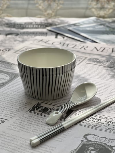 北歐風幾何圖案陶瓷飯碗餐具7