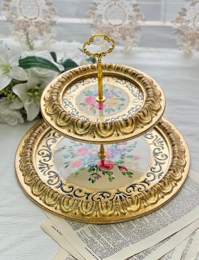 義大利佛羅倫斯手繪花束雙層蛋糕架4