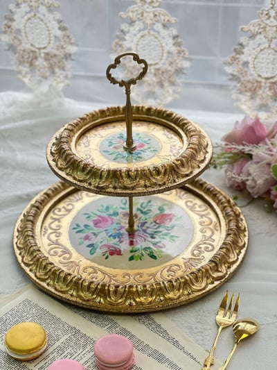 義大利佛羅倫斯手繪花束雙層蛋糕架3