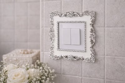 歐式輕奢銀邊玫瑰開關貼1