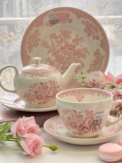 英國伯利亞洲粉玫瑰餐具系列6