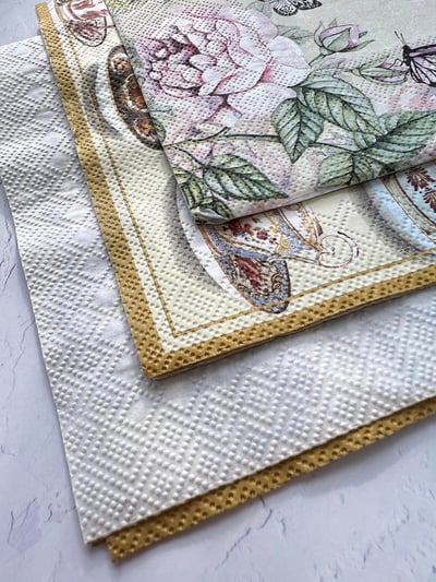 蝶古巴特[粉蝶杯盤]餐巾紙4