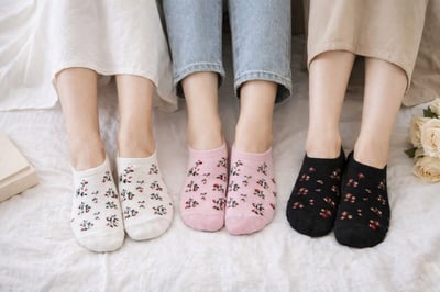 韓國小碎花船型襪(5色一組)1