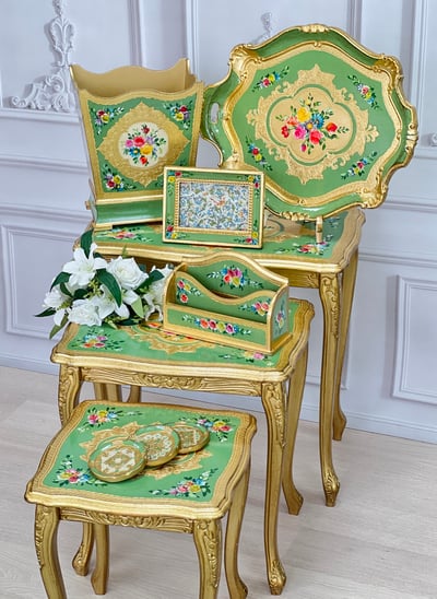 義大利佛羅倫斯手工復古平面三層桌2