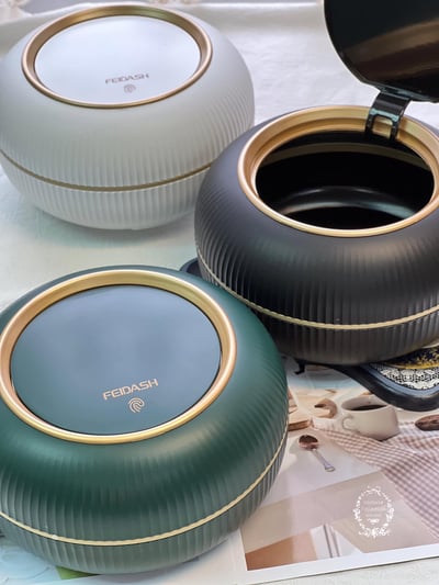 輕奢金邊桌面按壓垃圾桶1