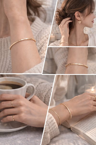 法式光影刻紋可調式手環2