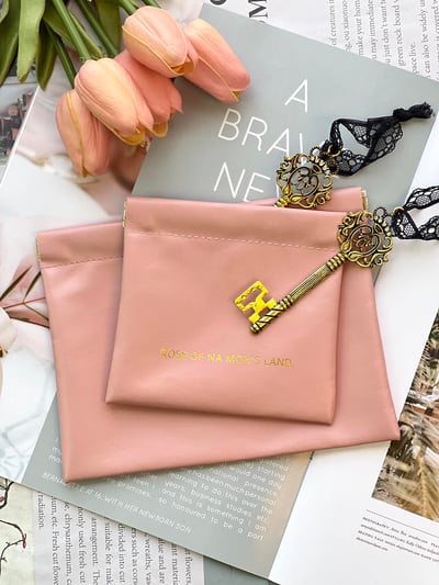 皮革自動開合收納包一組(大+小)7