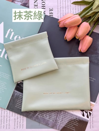 皮革自動開合收納包一組(大+小)4