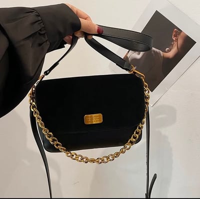 麂皮輕奢鍊條小方包 (附長背帶)2