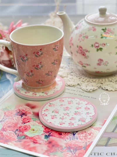 小玫瑰陶瓷杯墊1
