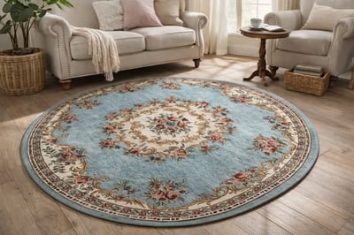 玫瑰圖騰圓形地墊3