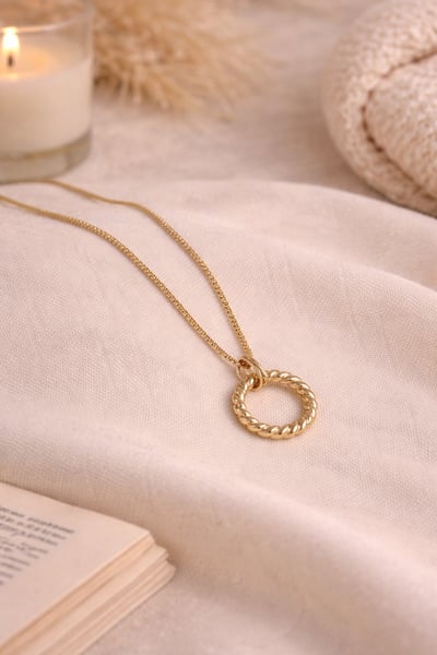 法式扭繩圓環項鍊1