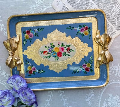 義大利佛羅倫斯手繪蝴蝶結裝飾托盤3