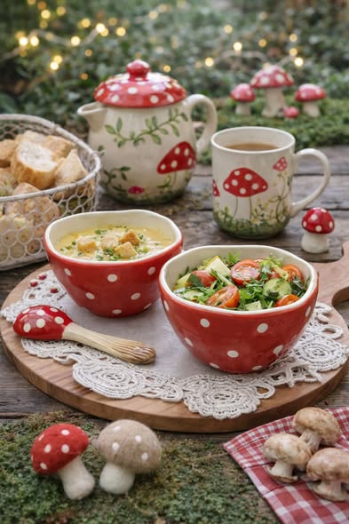 紅蘑菇點點陶瓷碗(不含湯勺)3