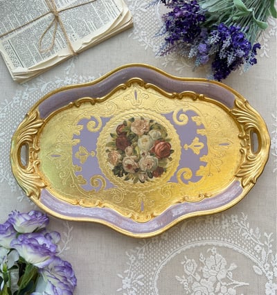 義大利佛羅倫斯手工玫瑰橢圓托盤2