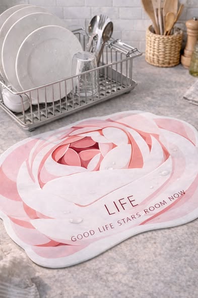 玫瑰花廚房檯面硅藻土軟墊4