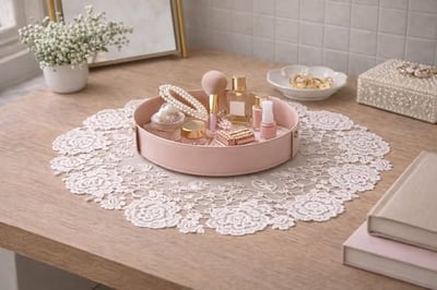 法式圓形小玫瑰蕾絲墊4