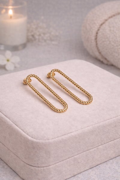 法式編織長鍊耳環1