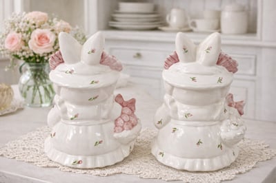 花帽兔小姐陶瓷擺飾7