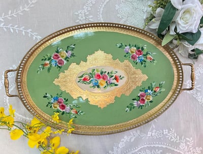 義大利佛羅倫斯手工銅框雙耳橢圓盤4