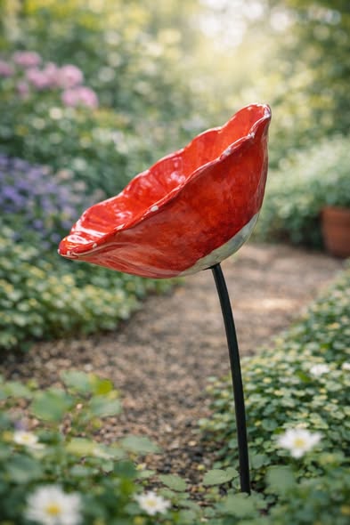 住在花園裡的小角色｜陶瓷庭園罌粟花朵3