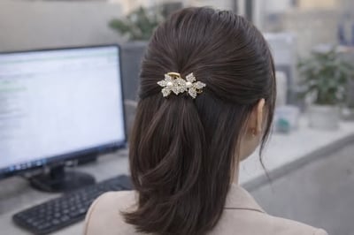 優雅金色花朵髮夾3