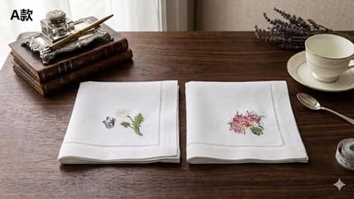 手工刺繡棉麻餐墊/餐巾 (雙件組)5