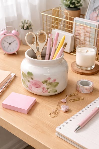 手繪玫瑰陶瓷儲物罐(含蜂蜜棒)4