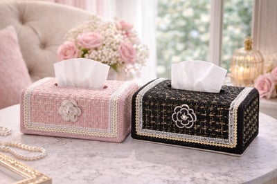 小香風毛呢硬殼面紙盒6