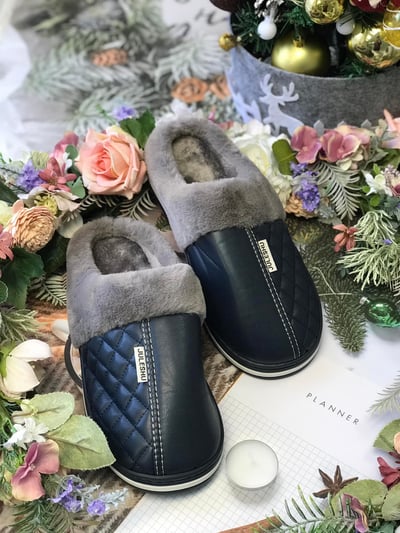 質感皮革保暖居家拖鞋2