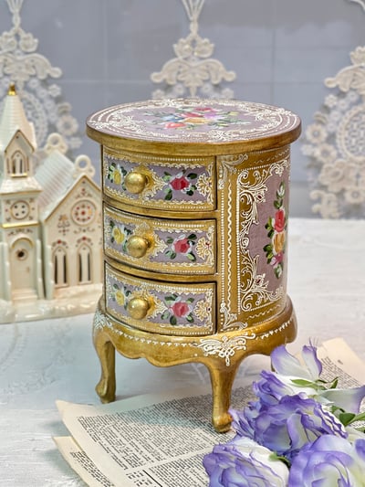 義大利佛羅倫斯手繪圓型高腳珠寶盒6