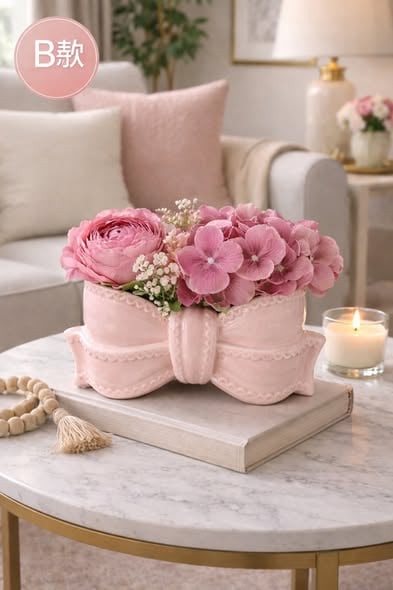 粉色蝴蝶結盆花3