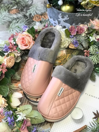 質感皮革保暖居家拖鞋1