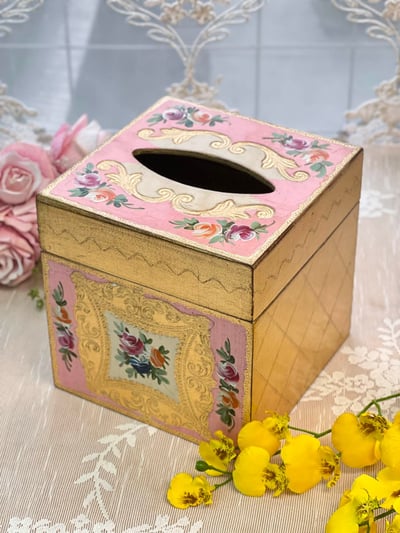 義大利佛羅倫斯手工方型花卉面紙盒2