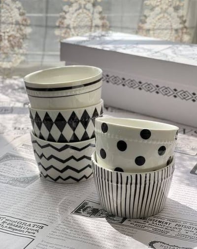 北歐風幾何圖案陶瓷飯碗餐具2