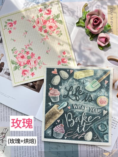 Isabelle Rose純棉廚房毛巾/玫瑰花語系列-抹布2入組4