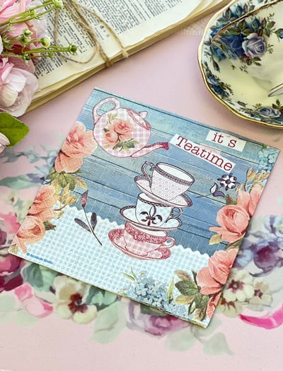 蝶古巴特餐巾紙-玫瑰蝴蝶.玫瑰下午茶5